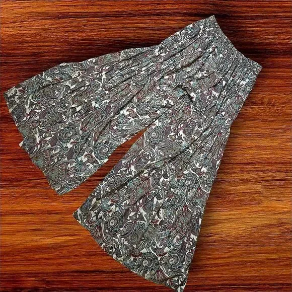 Nekane NKN Boho Paisley Wide-Leg Ruffle Pants - Picture 1 of 6